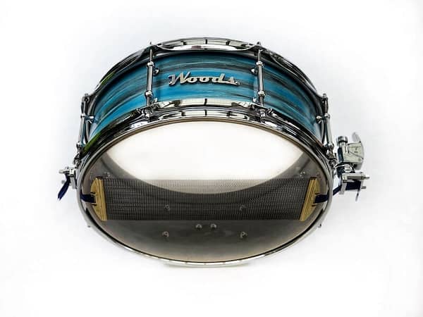 blue camo birch custom snare drum
